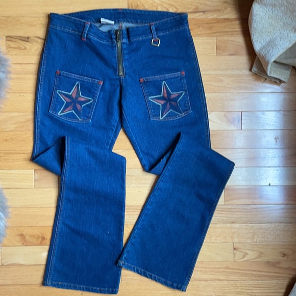 Vintage Sailor Jerry Tattoo Lowrise Bell Bottom Jeans NWOT - Picture 1 of 12